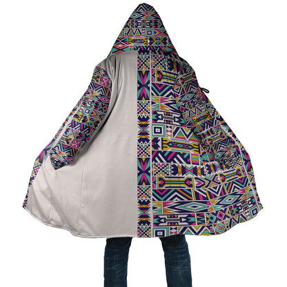 African Ndebele Art Patterns Cloak Beige Half Style