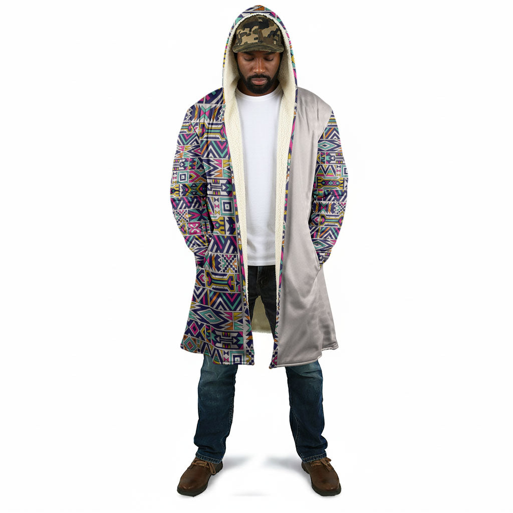 African Ndebele Art Patterns Cloak Beige Half Style