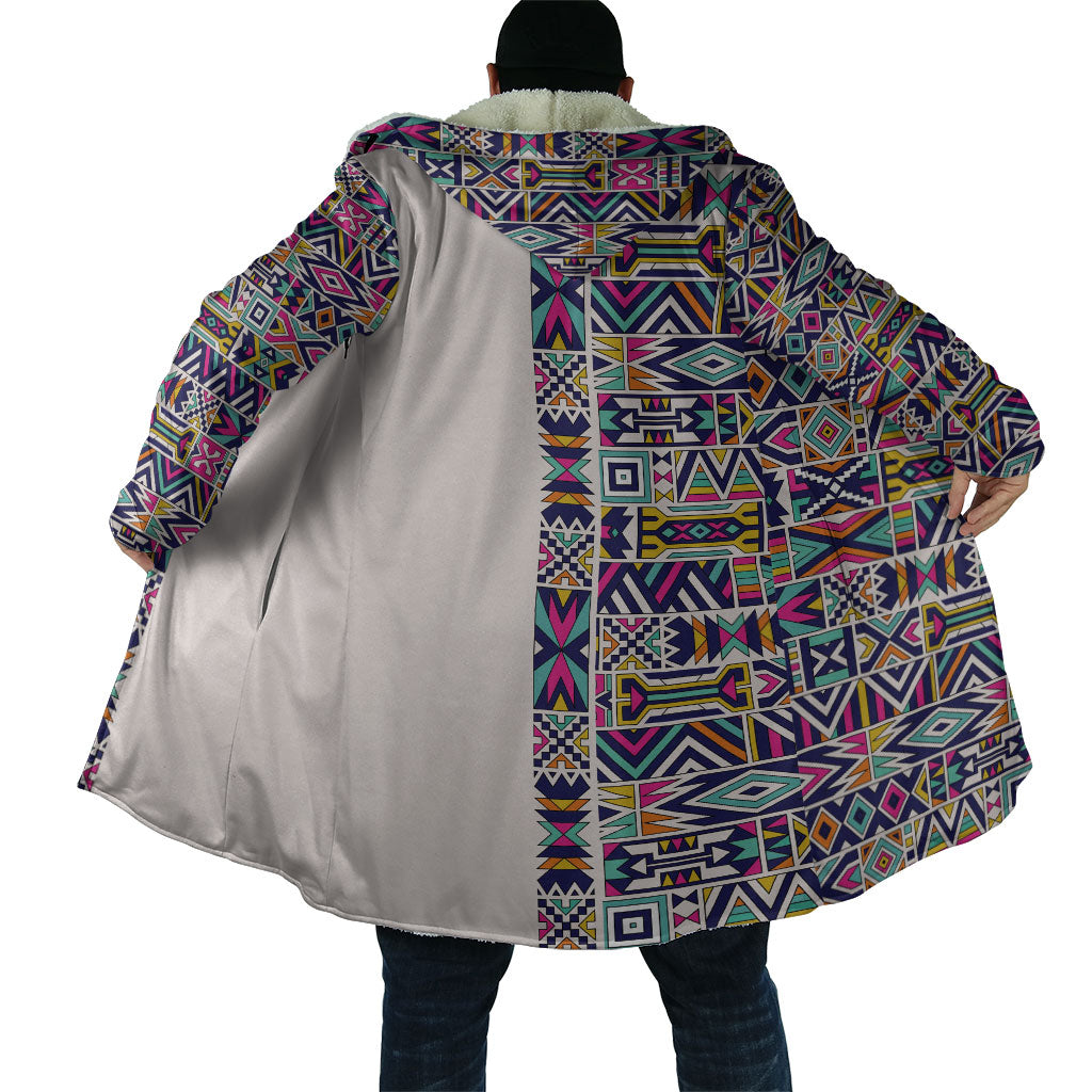African Ndebele Art Patterns Cloak Beige Half Style
