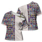 African Ndebele Art Patterns Cross Shoulder Shirt Beige Half Style