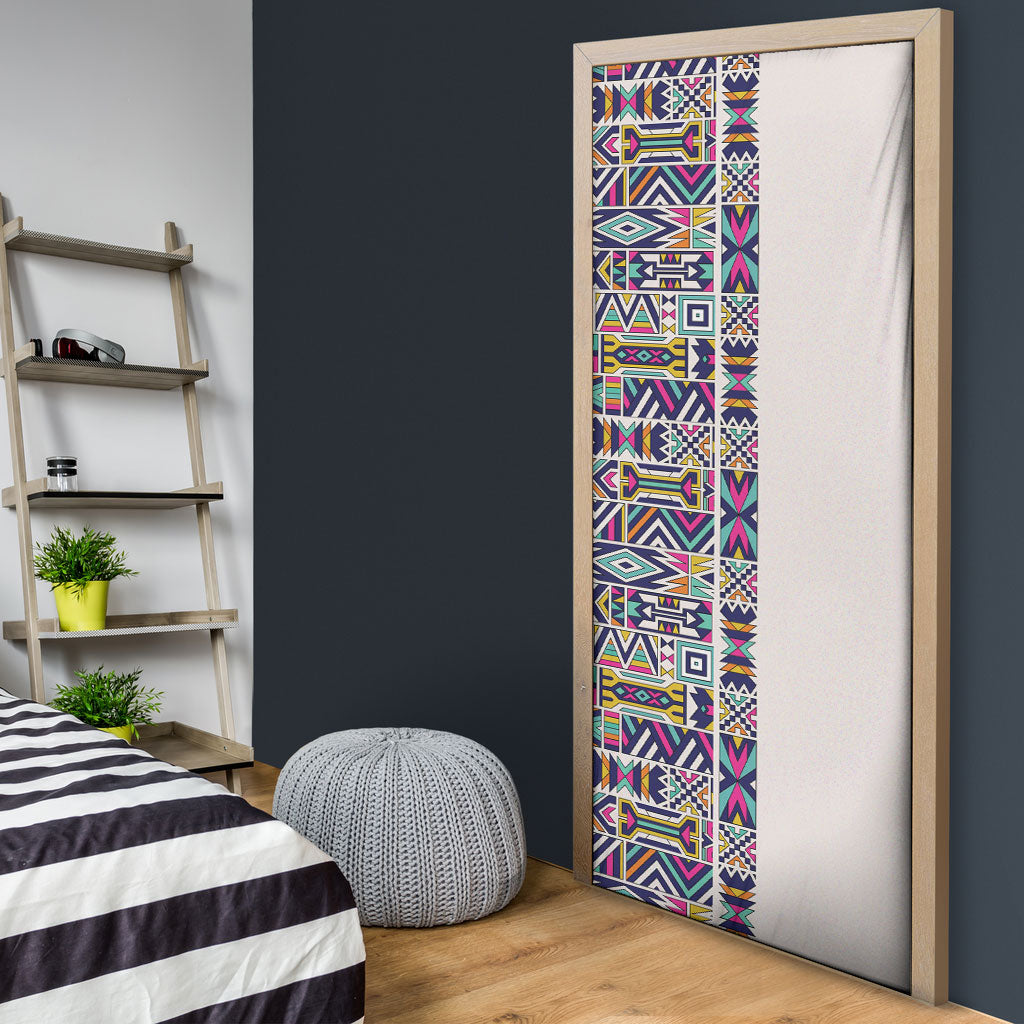 African Ndebele Art Patterns Door Cover Beige Half Style