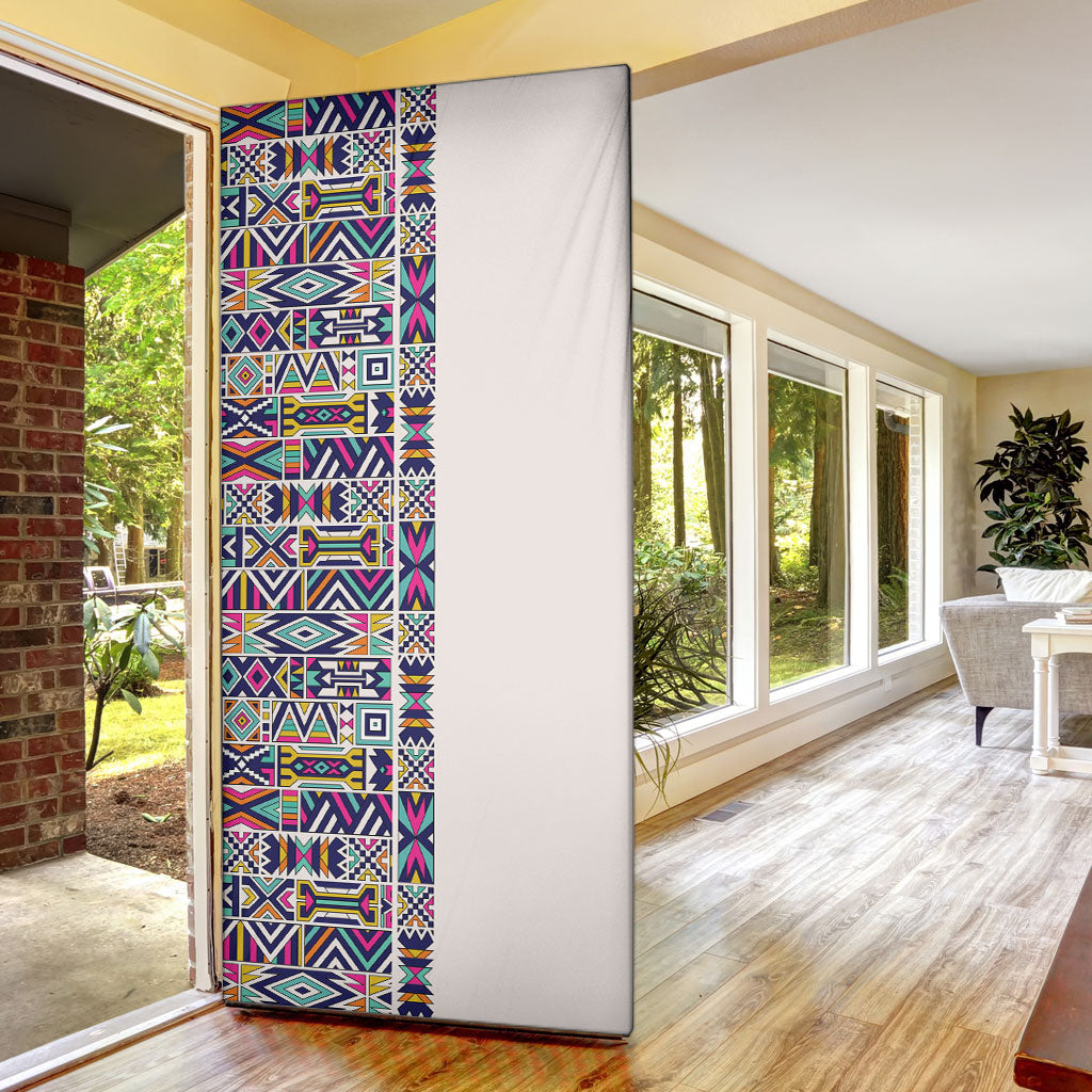 African Ndebele Art Patterns Door Cover Beige Half Style