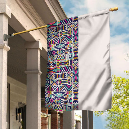 African Ndebele Art Patterns Garden Flag Beige Half Style
