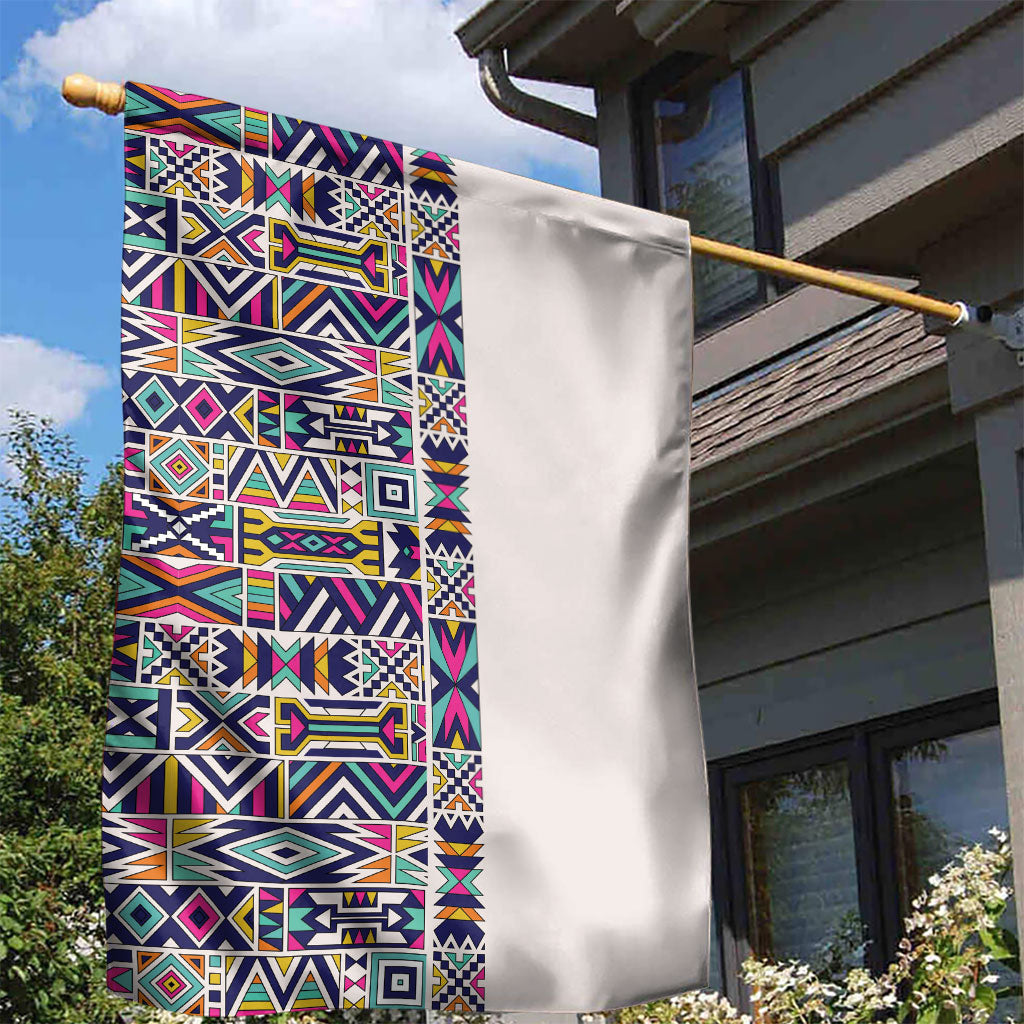 African Ndebele Art Patterns Garden Flag Beige Half Style