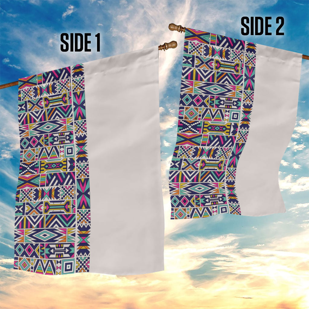 African Ndebele Art Patterns Garden Flag Beige Half Style