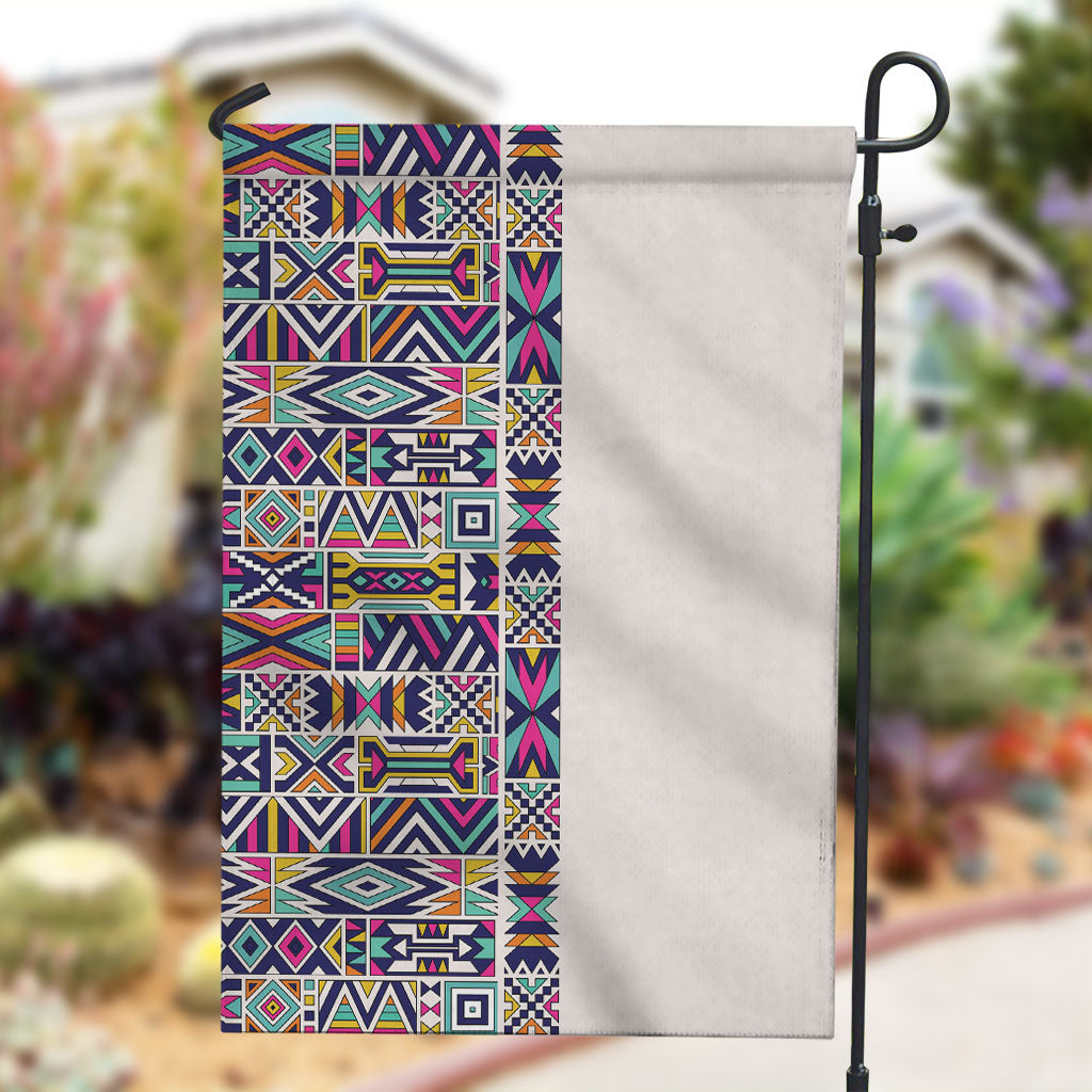 African Ndebele Art Patterns Garden Flag Beige Half Style