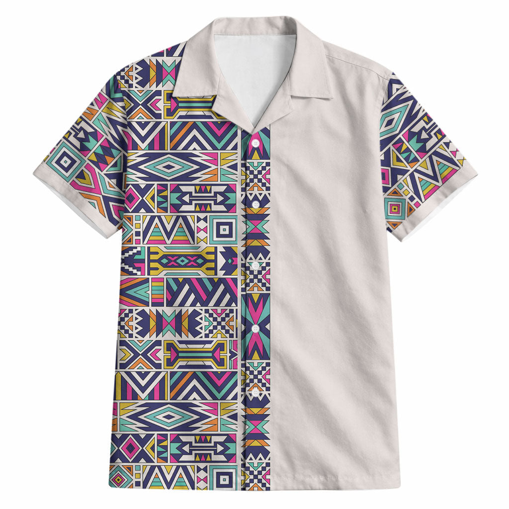 African Ndebele Art Patterns Hawaiian Shirt Beige Half Style
