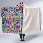 African Ndebele Art Patterns Hooded Blanket Beige Half Style