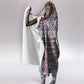 African Ndebele Art Patterns Hooded Blanket Beige Half Style