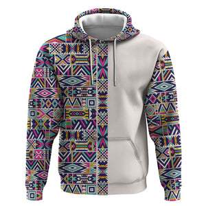 African Ndebele Art Patterns Hoodie Beige Half Style