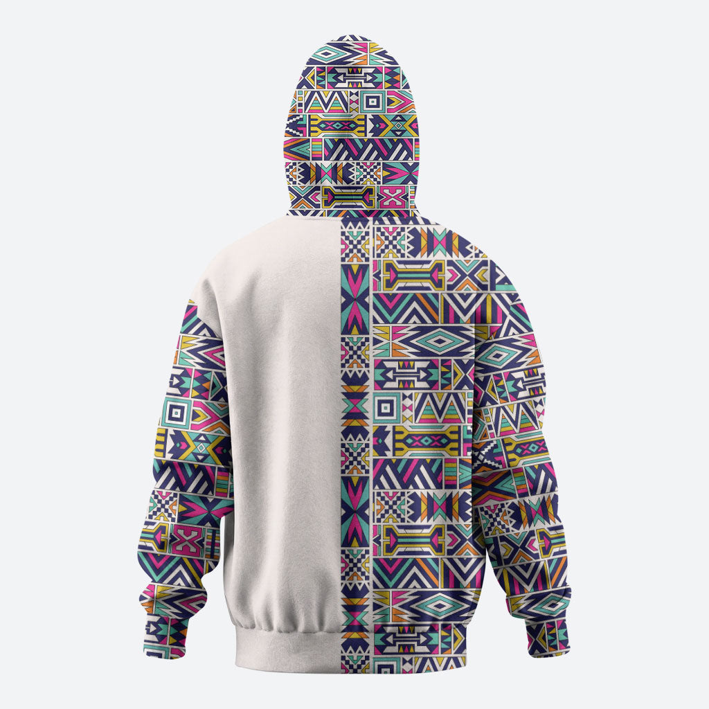 African Ndebele Art Patterns Hoodie Beige Half Style