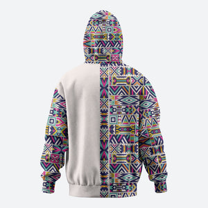 African Ndebele Art Patterns Hoodie Beige Half Style
