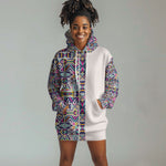African Ndebele Art Patterns Hoodie Dress Beige Half Style