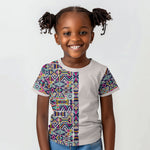 African Ndebele Art Patterns Kid T shirt Beige Half Style