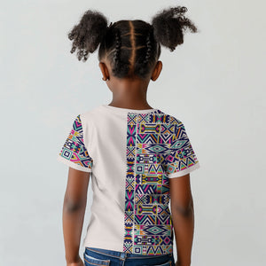 African Ndebele Art Patterns Kid T shirt Beige Half Style