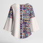 African Ndebele Art Patterns Kimono Sleeve Blouse Beige Half Style