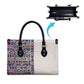 African Ndebele Art Patterns Leather Bag Beige Half Style
