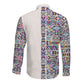 African Ndebele Art Patterns Long Sleeve Button Shirt Beige Half Style