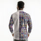 African Ndebele Art Patterns Long Sleeve Polo Shirt Beige Half Style