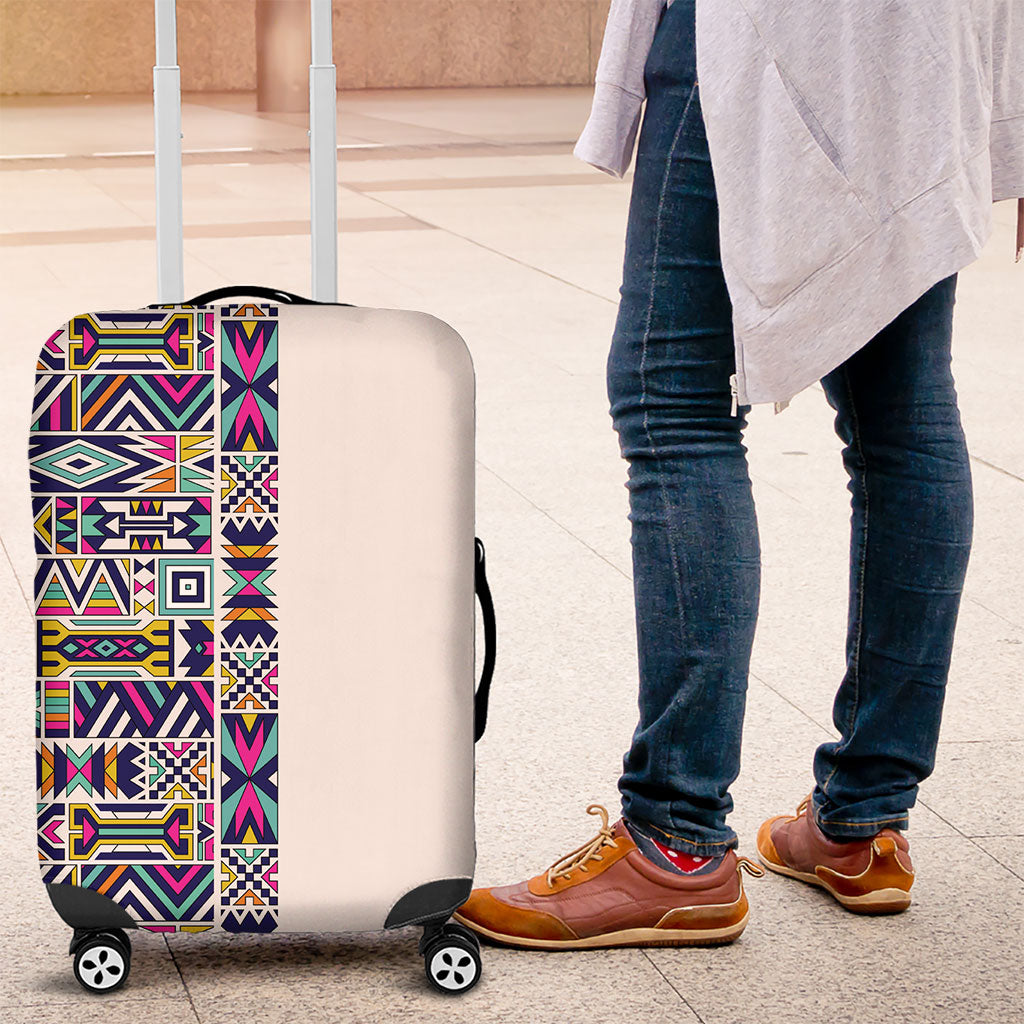 African Ndebele Art Patterns Luggage Cover Beige Half Style