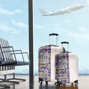 African Ndebele Art Patterns Luggage Cover Beige Half Style