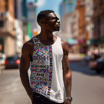 African Ndebele Art Patterns Men Tank Top Beige Half Style