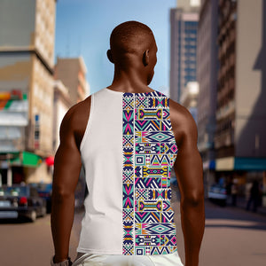 African Ndebele Art Patterns Men Tank Top Beige Half Style