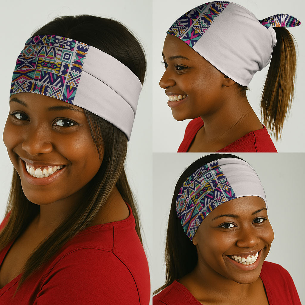 African Ndebele Art Patterns Neck Gaiter Beige Half Style