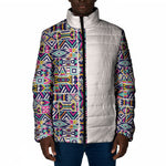 African Ndebele Art Patterns Padded Jacket Beige Half Style