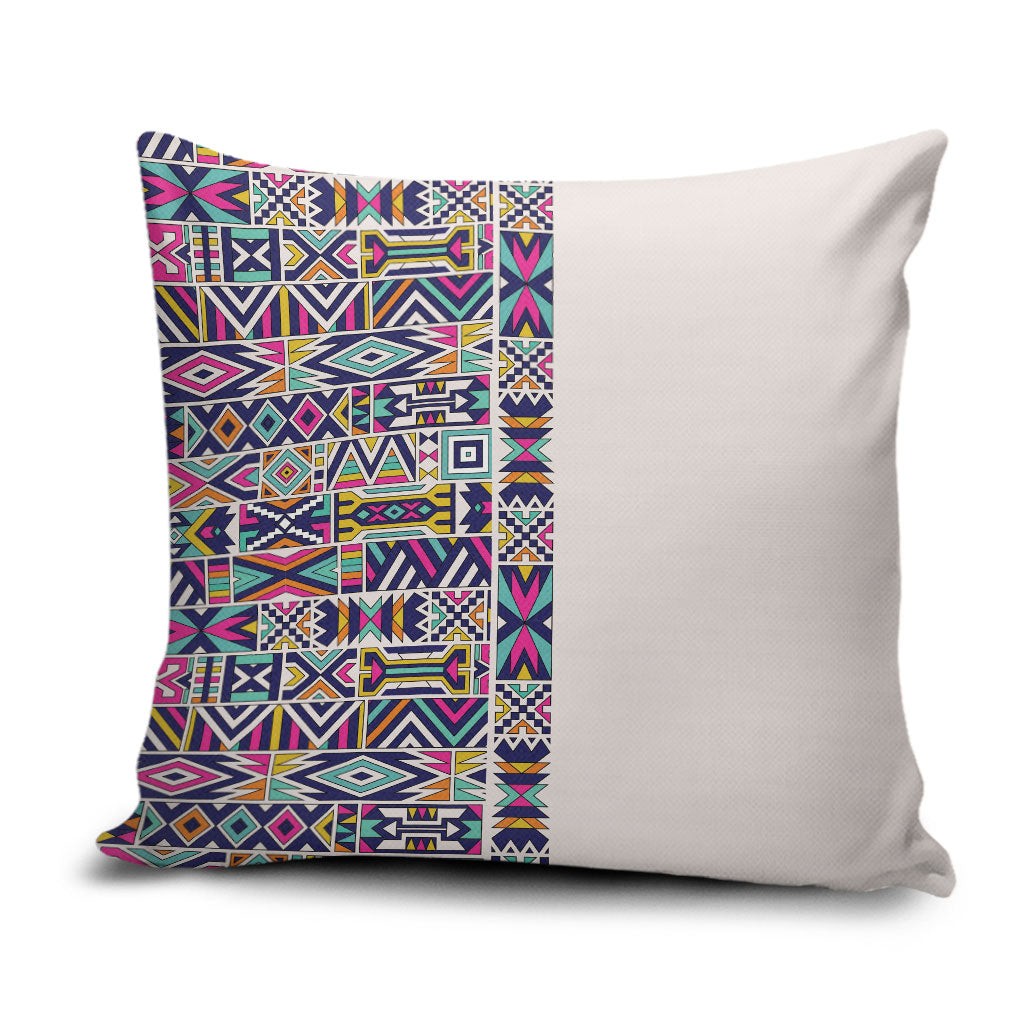 African Ndebele Art Patterns Pillow Cover Beige Half Style