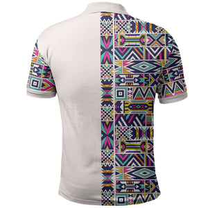 African Ndebele Art Patterns Polo Shirt Beige Half Style