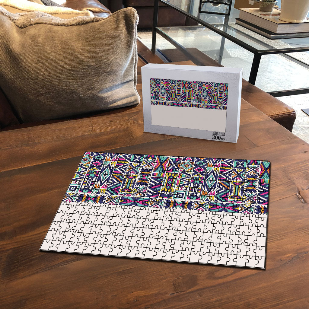 African Ndebele Art Patterns Puzzle Beige Half Style