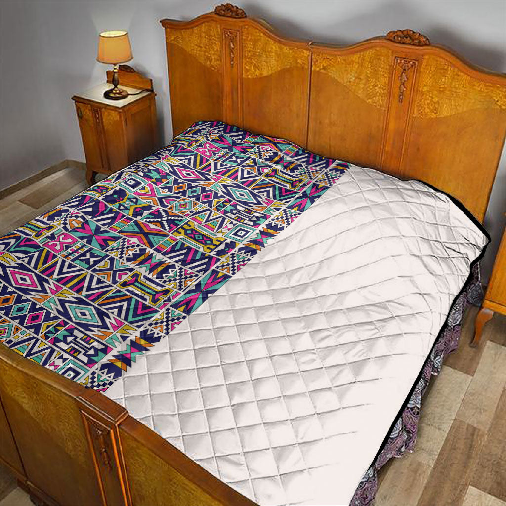 African Ndebele Art Patterns Quilt Beige Half Style