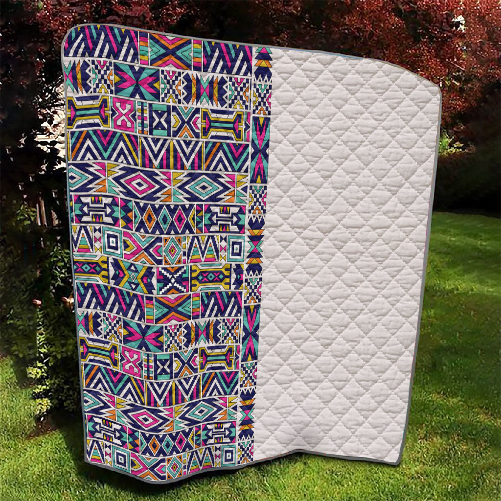 African Ndebele Art Patterns Quilt Beige Half Style