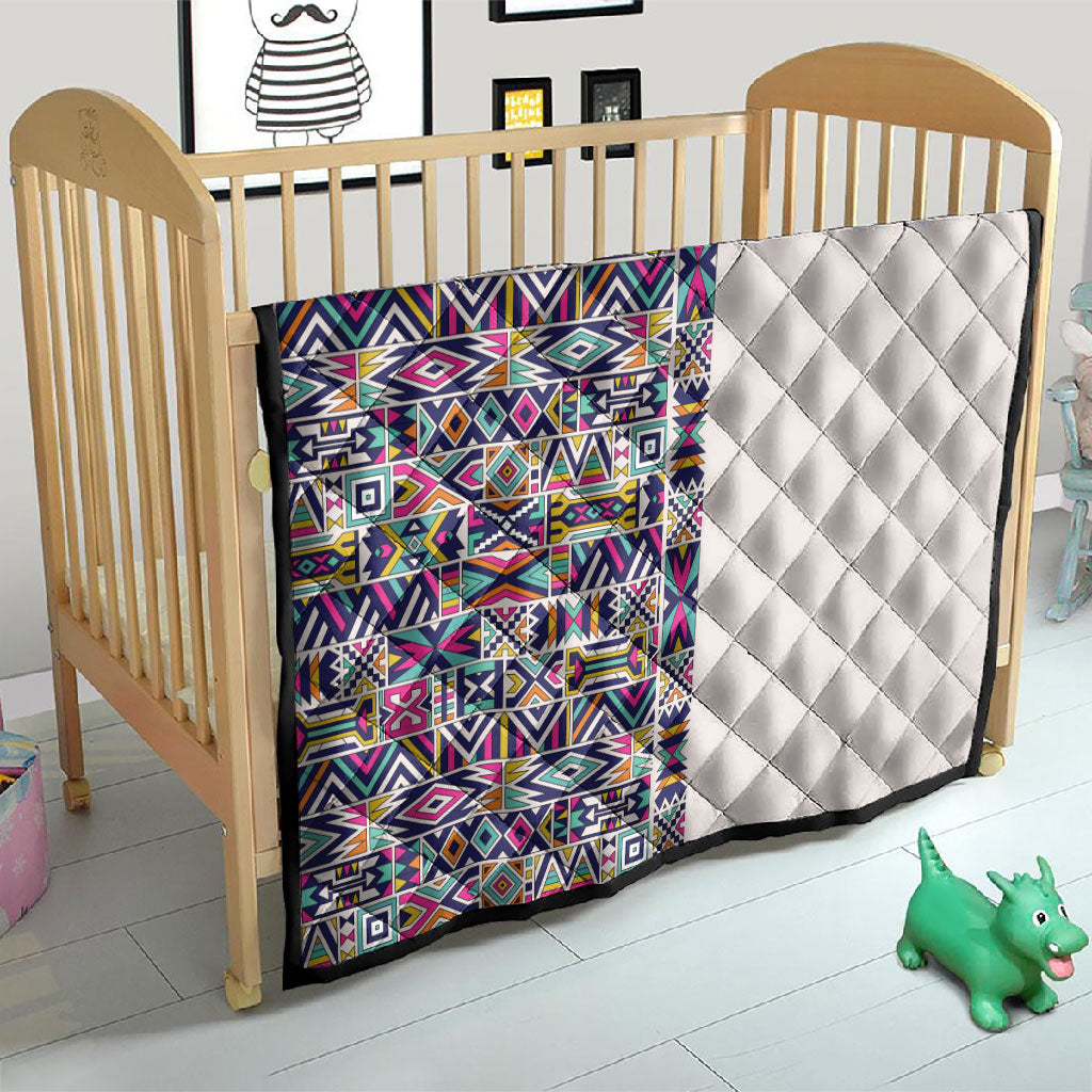 African Ndebele Art Patterns Quilt Beige Half Style