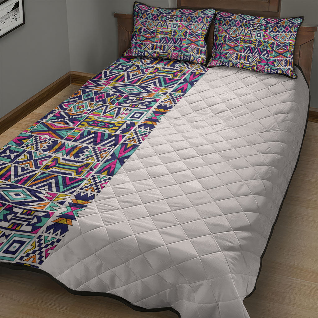 African Ndebele Art Patterns Quilt Bed Set Beige Half Style
