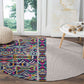 African Ndebele Art Patterns Round Carpet Beige Half Style
