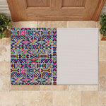 African Ndebele Art Patterns Rubber Doormat Beige Half Style