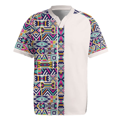 African Ndebele Art Patterns Rugby Jersey Beige Half Style