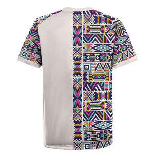 African Ndebele Art Patterns Rugby Jersey Beige Half Style