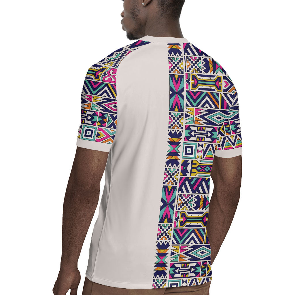 African Ndebele Art Patterns Rugby Jersey Beige Half Style