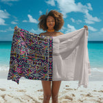 African Ndebele Art Patterns Sarong Beige Half Style