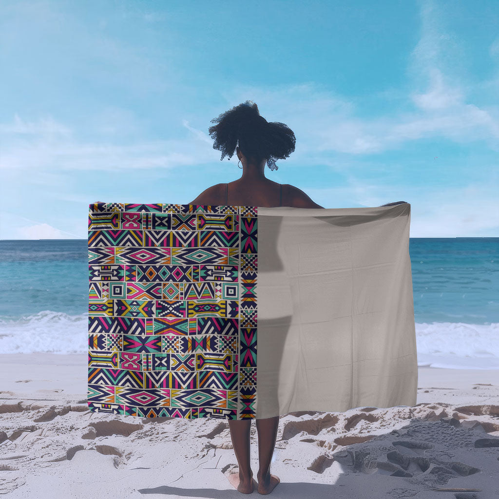 African Ndebele Art Patterns Sarong Beige Half Style