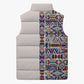 African Ndebele Art Patterns Sleeveless Puffer Jacket Beige Half Style