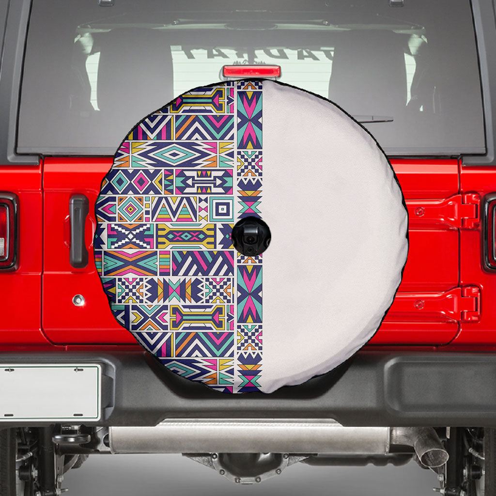 African Ndebele Art Patterns Spare Tire Cover Beige Half Style