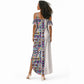 African Ndebele Art Patterns Summer Maxi Dress Beige Half Style