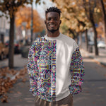 African Ndebele Art Patterns Sweatshirt Beige Half Style