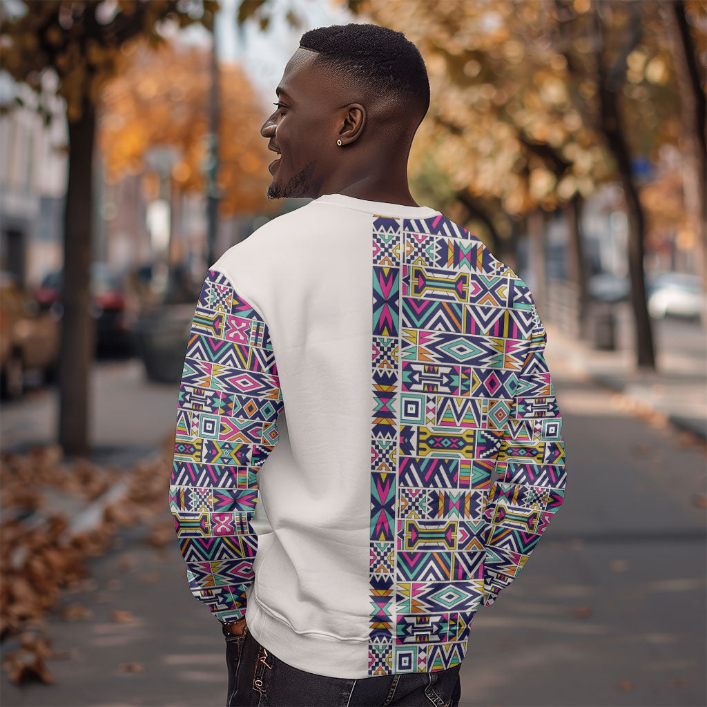 African Ndebele Art Patterns Sweatshirt Beige Half Style