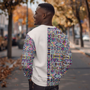 African Ndebele Art Patterns Sweatshirt Beige Half Style