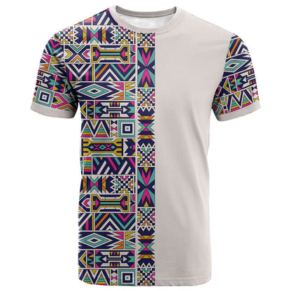 African Ndebele Art Patterns T shirt Beige Half Style